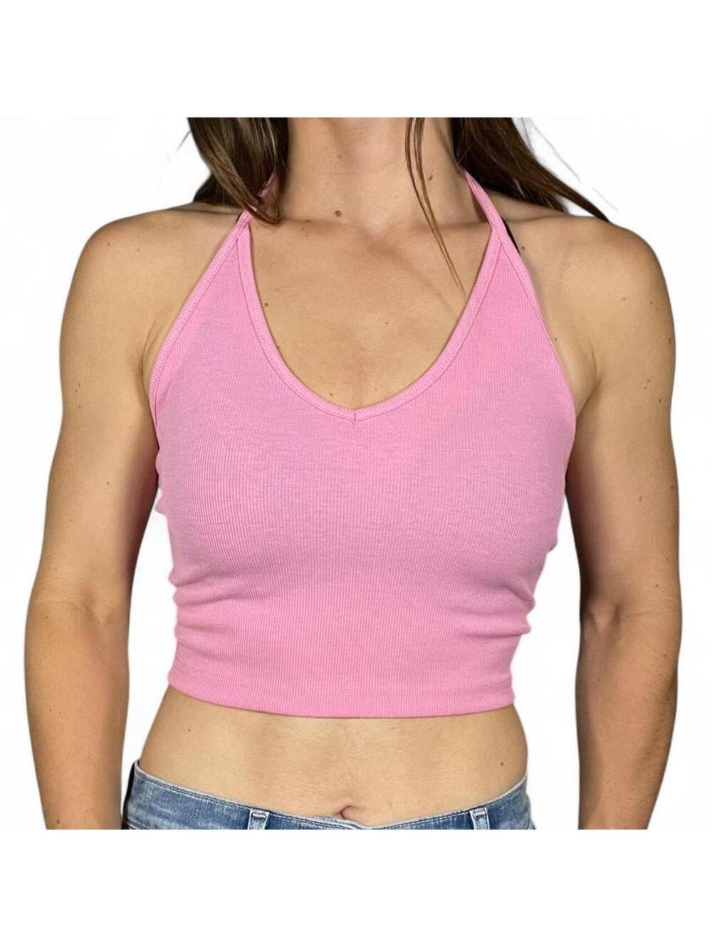 Cider Pink Cropped Halter Tank